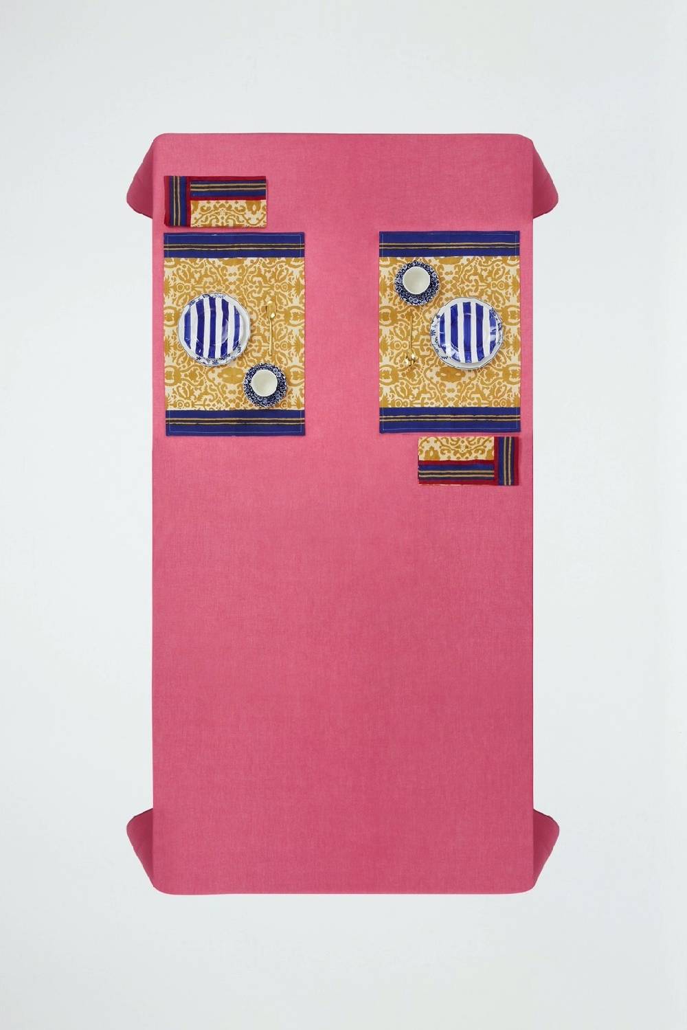 Lisa Corti Tovagliolo Cotone 50x50cm Damask Stripes Chutney