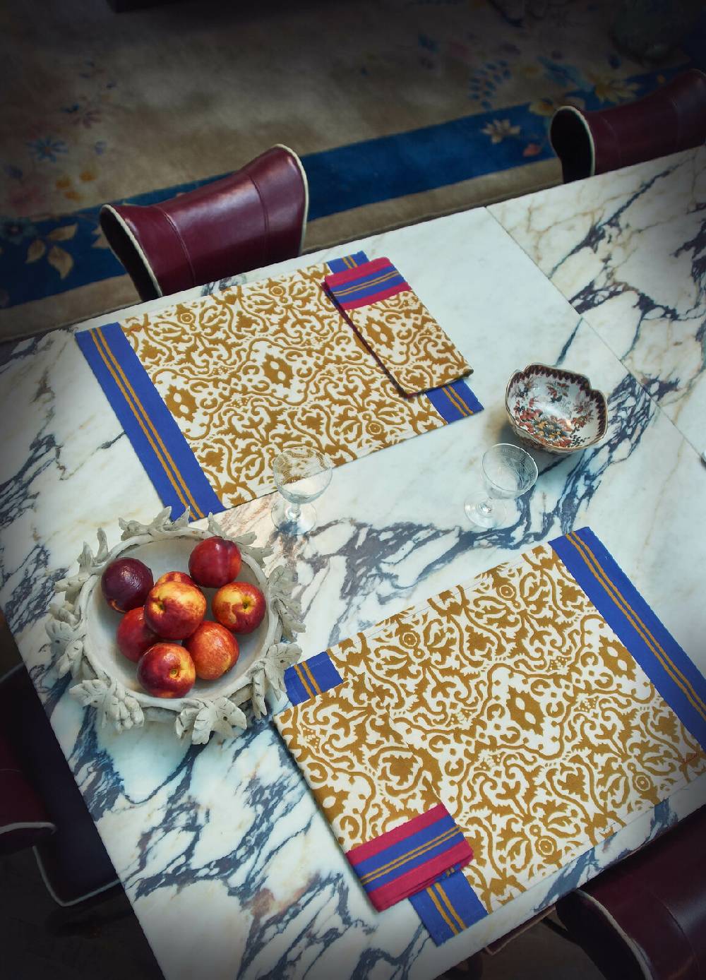 Lisa Corti Tovagliolo Cotone 50x50cm Damask Stripes Chutney