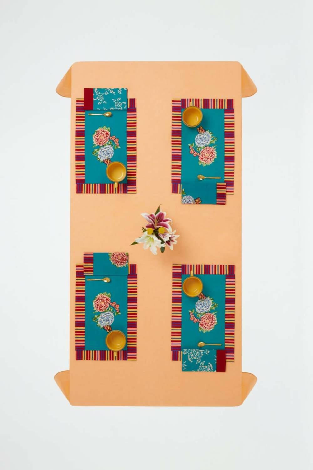 Lisa Corti Tovagliolo Cotone 50x50cm Kandem Flower Green