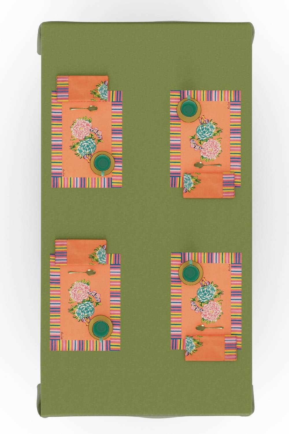 Lisa Corti Tovagliolo Cotone 50x50cm Kandem Flower Peach