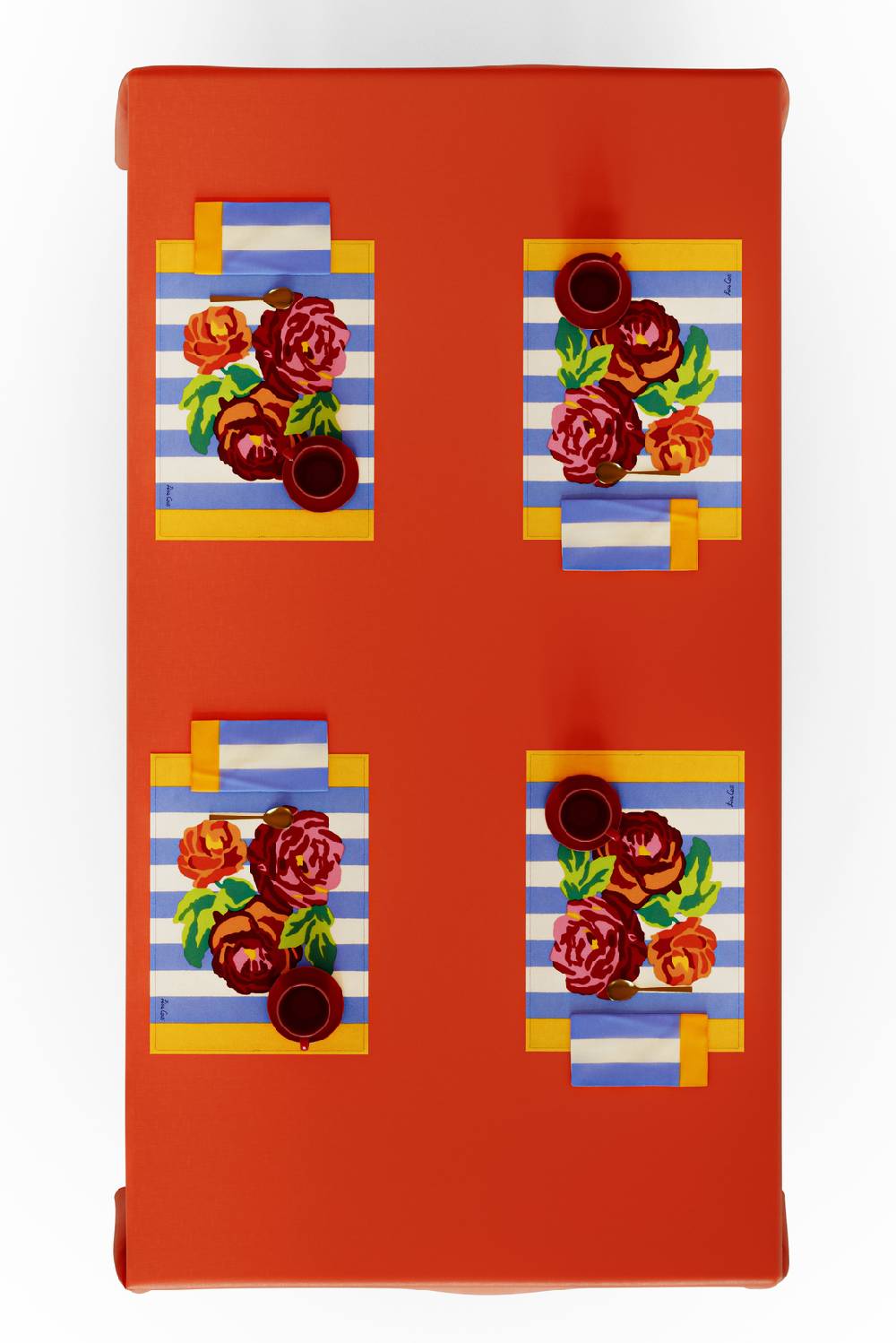 Lisa Corti Tovagliolo Cotone 50x50cm La Veste X Lisa Corti Nizam Stripes Light Blue Natural