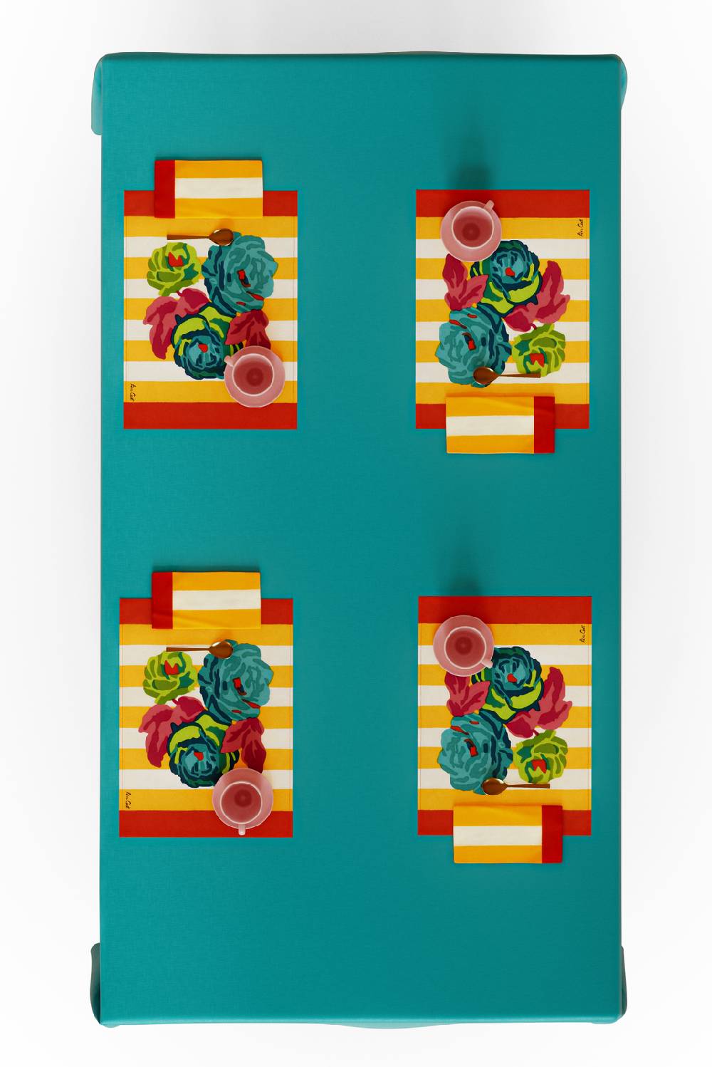 Lisa Corti Tovagliolo Cotone 50x50cm La Veste X Lisa Corti Nizam Stripes Sun Yellow Natural