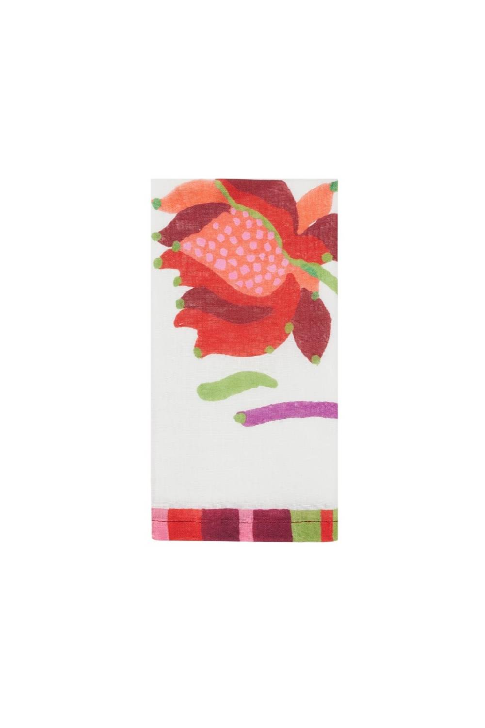 Lisa Corti Tovagliolo Lino 50x50cm Japanese White Red Pink