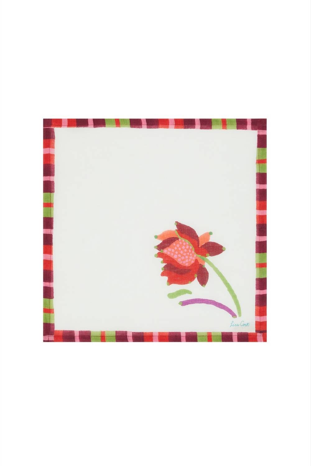 Lisa Corti tovagliolo lino 50x50cm japanese white red pink