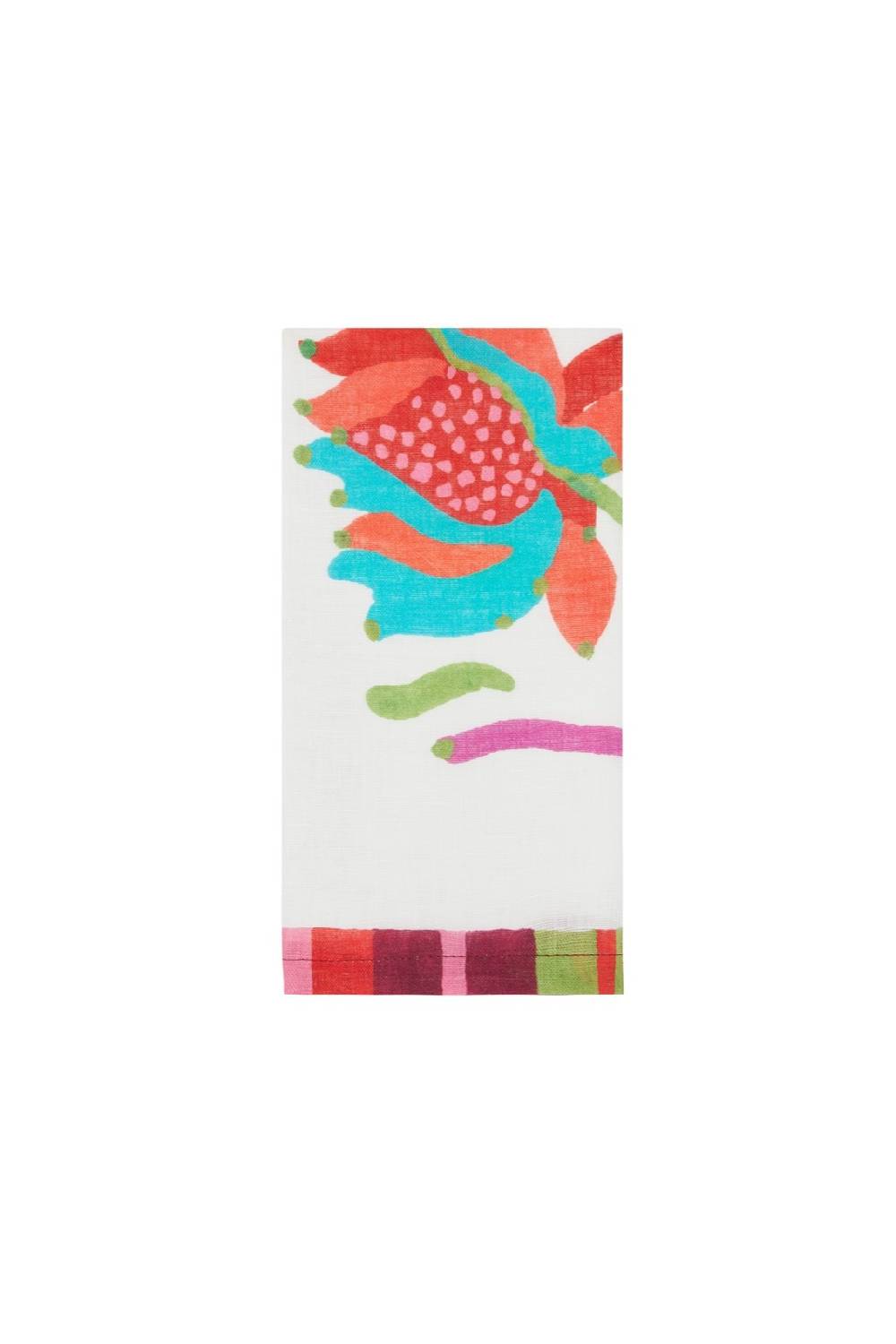 Lisa Corti Tovagliolo Lino 50x50cm Japanese White Red Turquoise