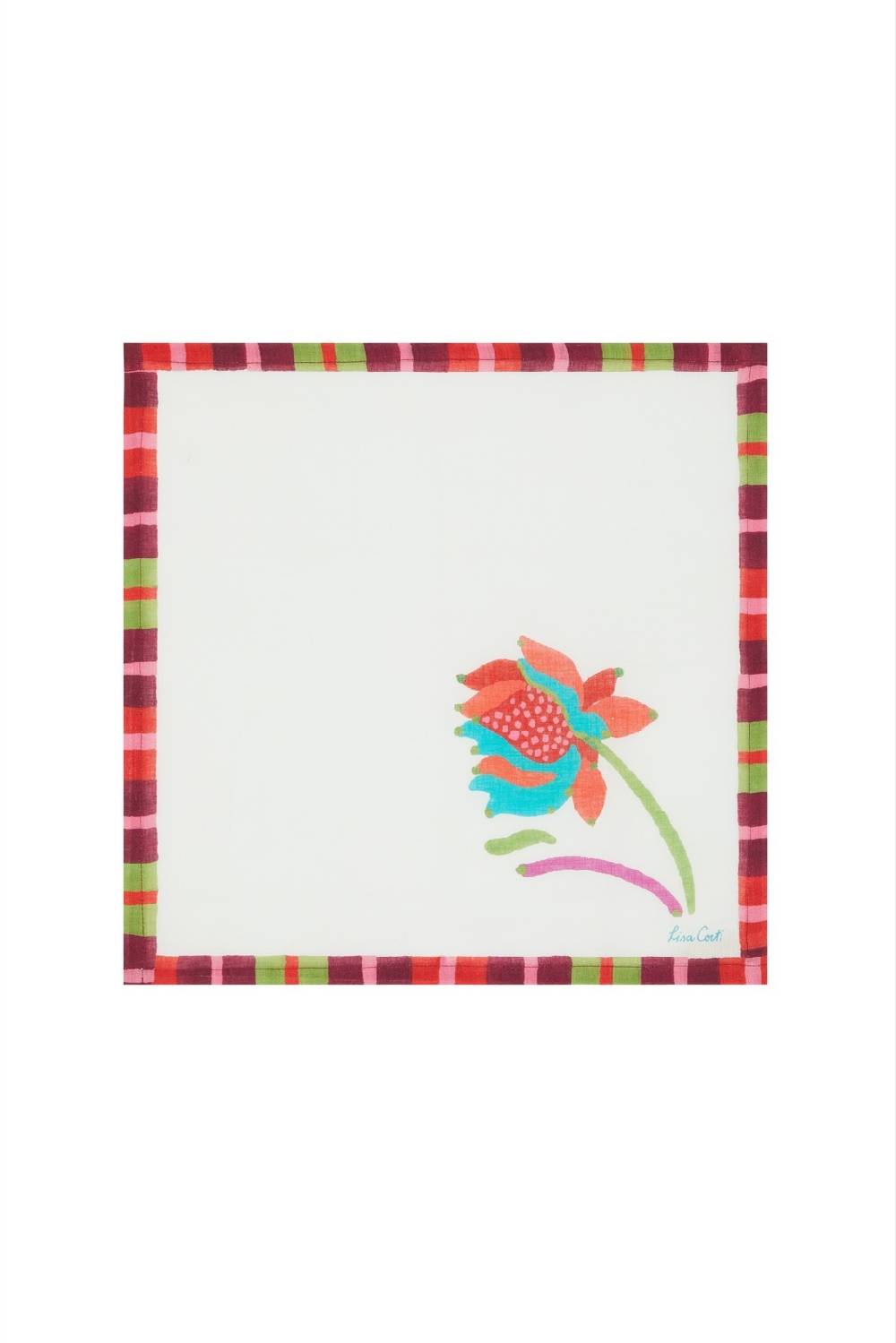 Lisa Corti tovagliolo lino 50x50cm japanese white red turquoise