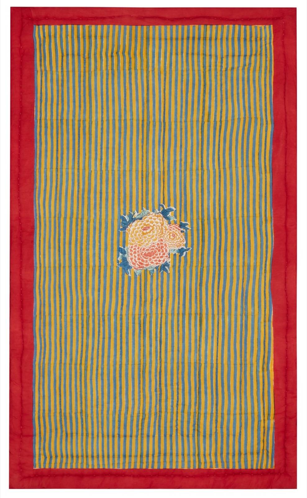 Lisa Corti Trapunta Reversibile 110x180cm Arabesque Corolla Blue Natural