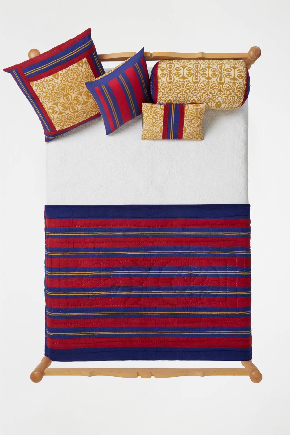 Lisa Corti Trapunta Reversibile 110x180cm Damask Stripes Chutney