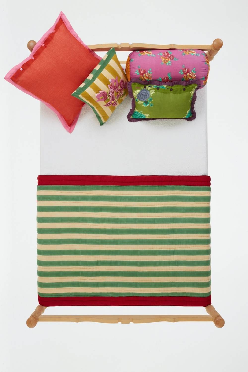 Lisa Corti Trapunta Reversibile 110x180cm Issimo X Lisa Corti Bouganville Stripes White Mustard