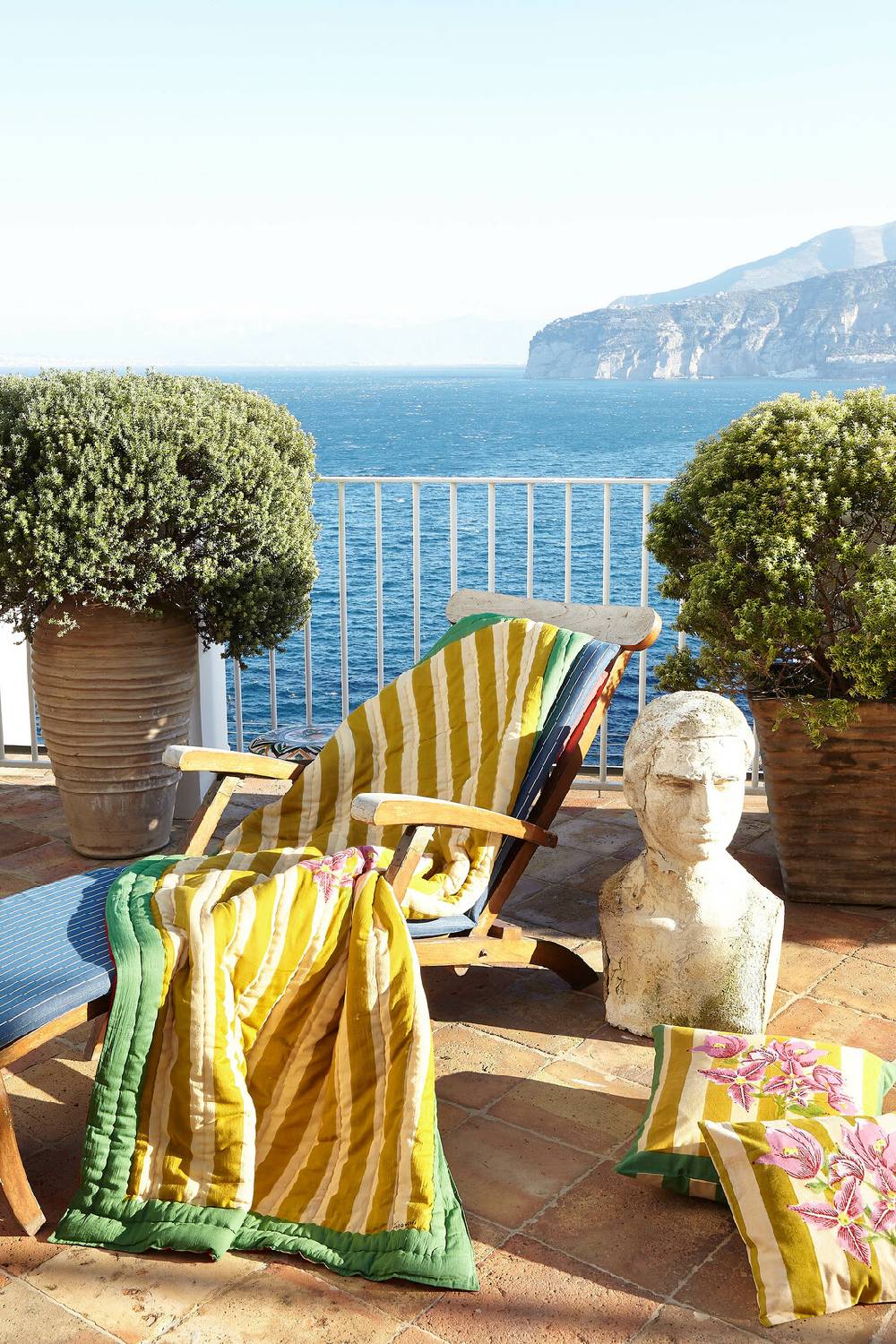 Lisa Corti Trapunta Reversibile 110x180cm Issimo X Lisa Corti Bouganville Stripes White Mustard