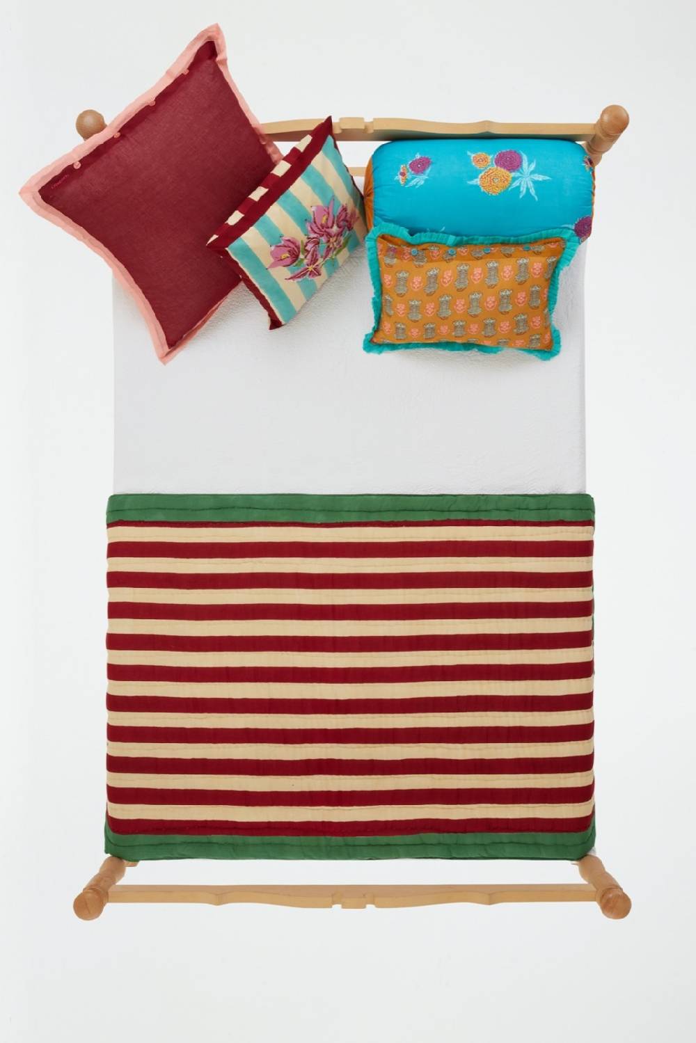 Lisa Corti Trapunta Reversibile 110x180cm Issimo X Lisa Corti Bouganville Stripes White Veronese