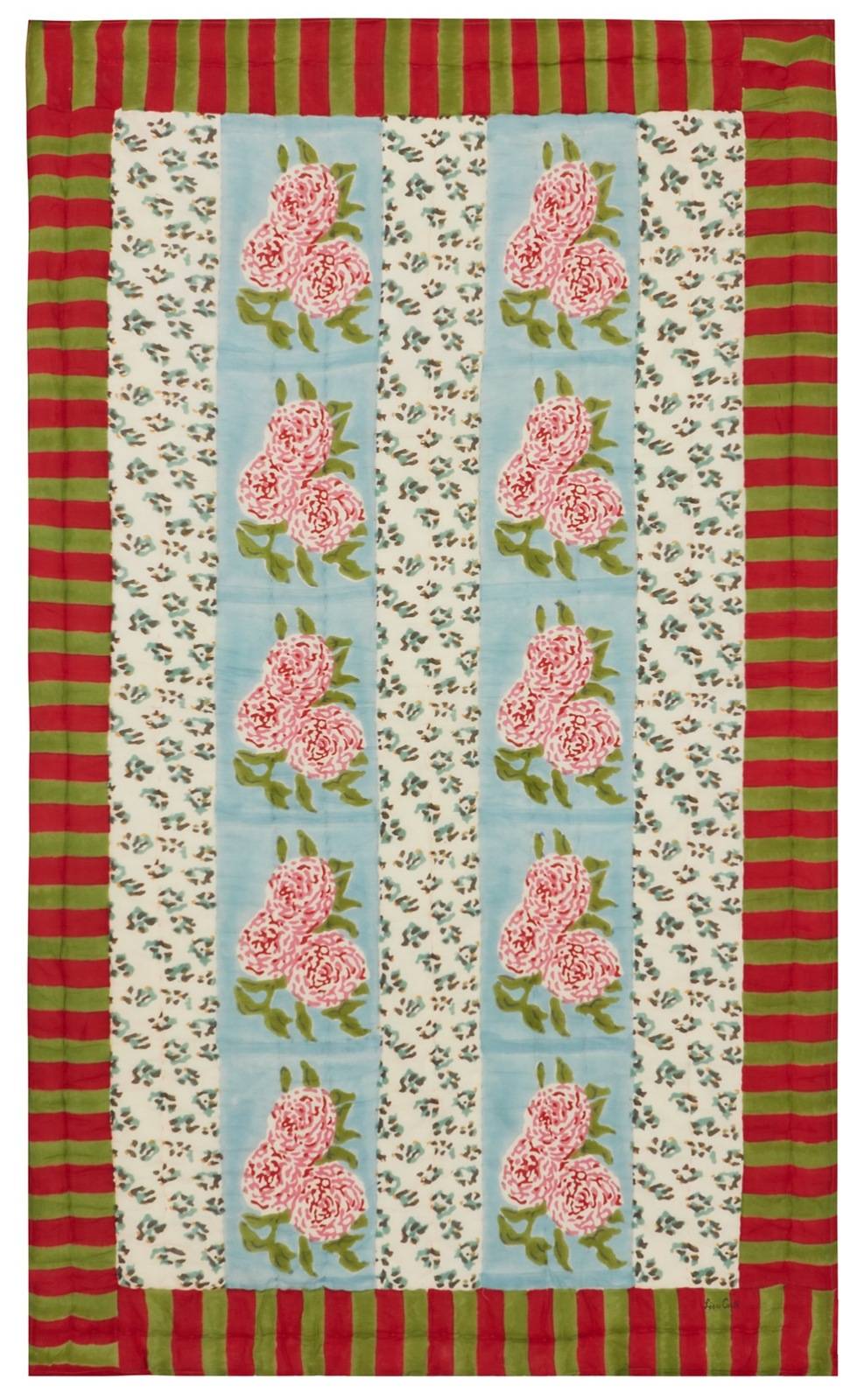 Lisa Corti trapunta reversibile 110x180cm leopard stripes sky