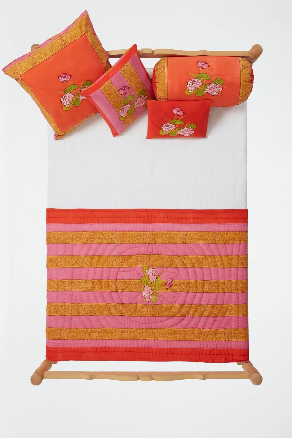 Lisa Corti Trapunta Reversibile 110x180cm Tea Flower Red Orange