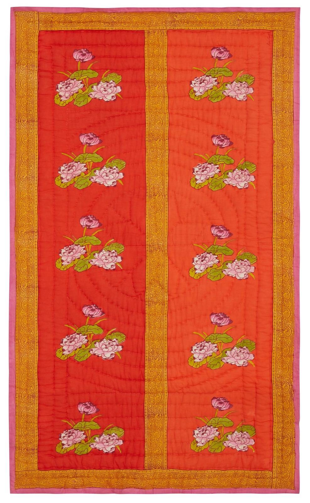 Lisa Corti trapunta reversibile 110x180cm tea flower red orange