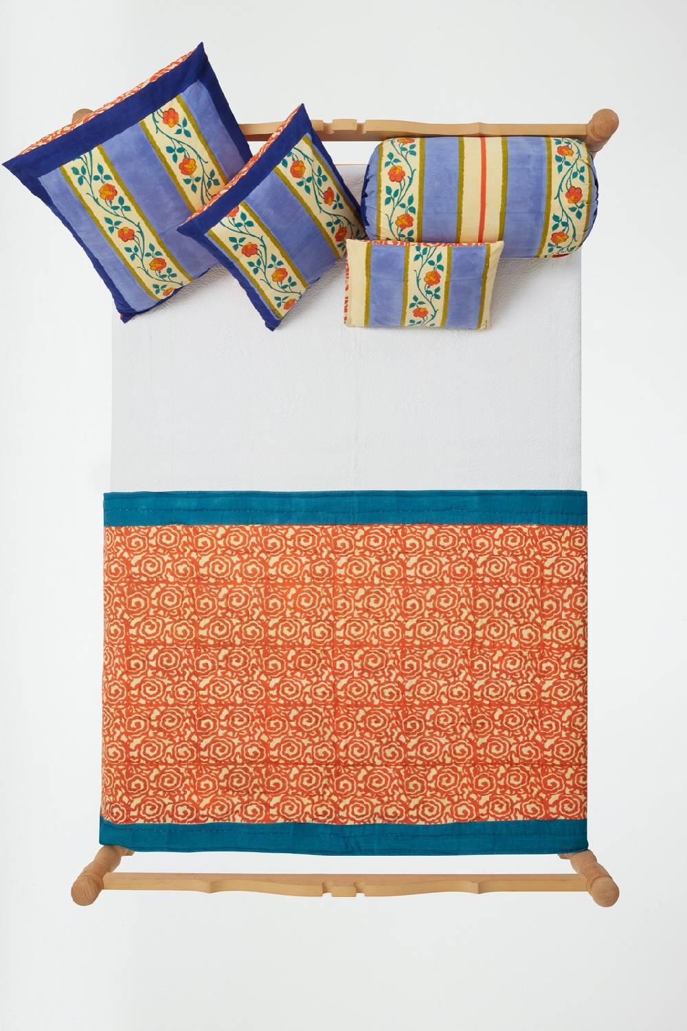 Lisa Corti Trapunta Reversibile 110x180cm Varanasi Stripes Pervinch