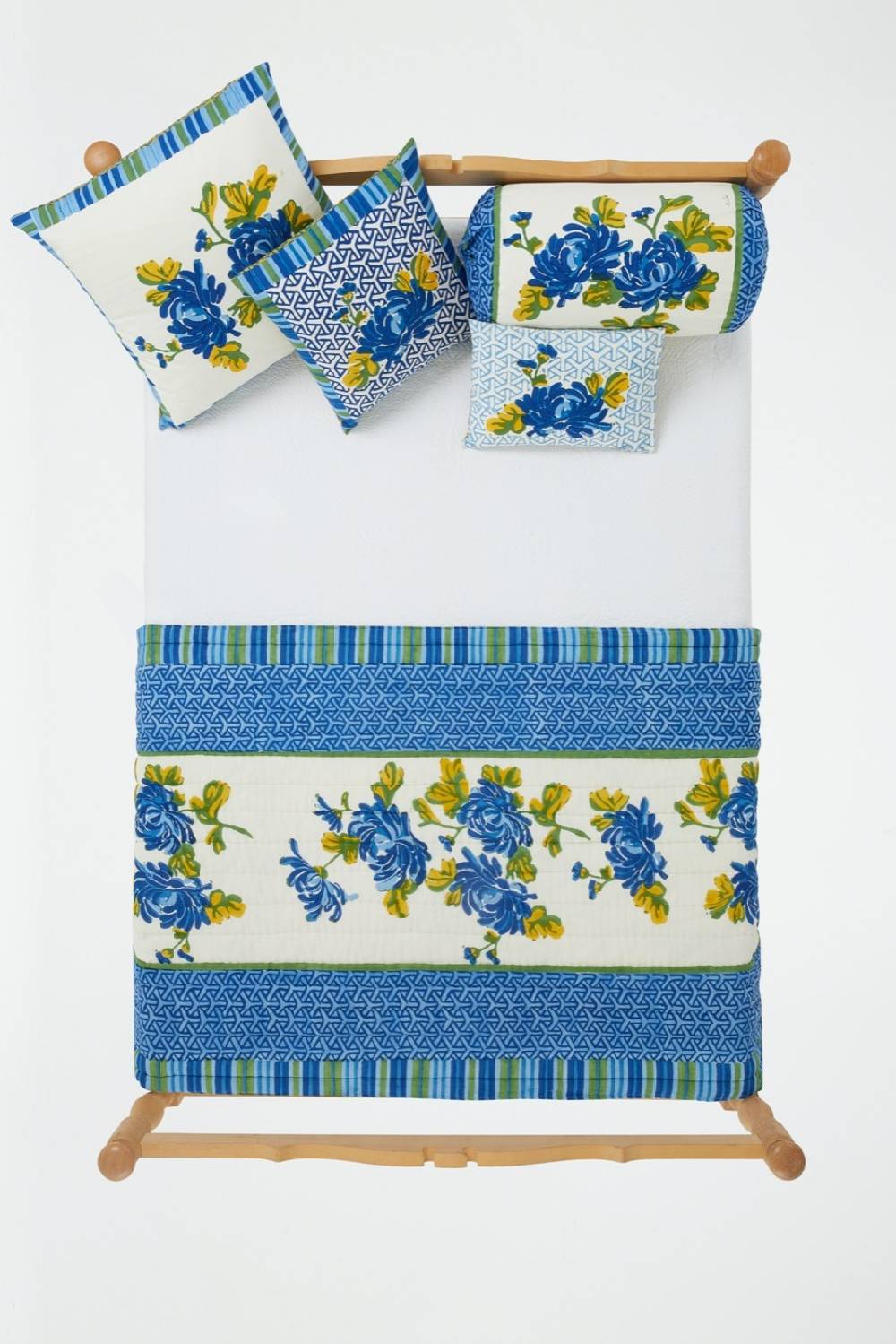 Lisa Corti Trapunta Reversibile 110x180cm Vienna Blue Cream