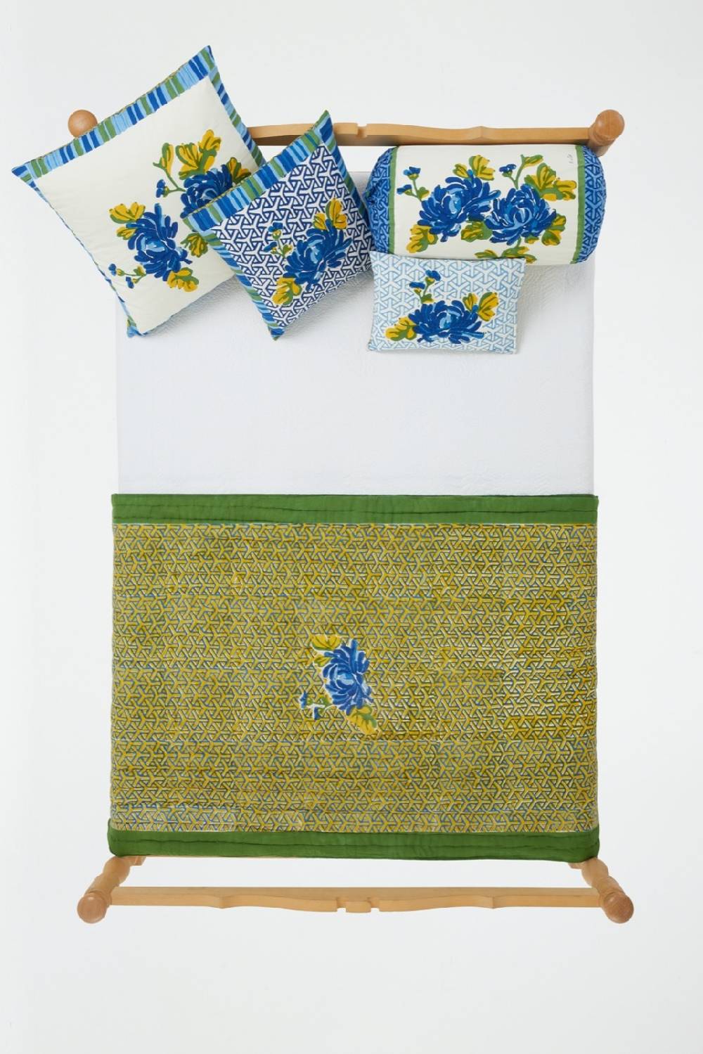 Lisa Corti Trapunta Reversibile 110x180cm Vienna Blue Cream