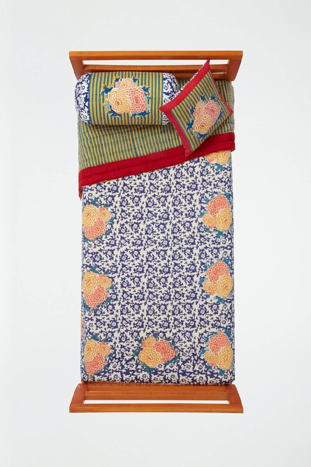 Lisa Corti Trapunta Reversibile 180x270cm Arabesque Corolla Blue Natural