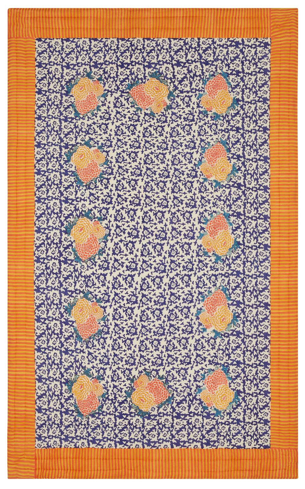 Lisa Corti trapunta reversibile 180x270cm arabesque corolla blue natural