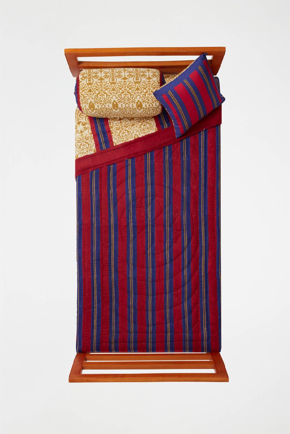 Lisa Corti Trapunta Reversibile 180x270cm Damask Stripes Chutney