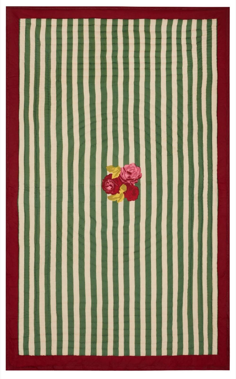 Lisa Corti trapunta reversibile 180x270cm nizam stripes green natural