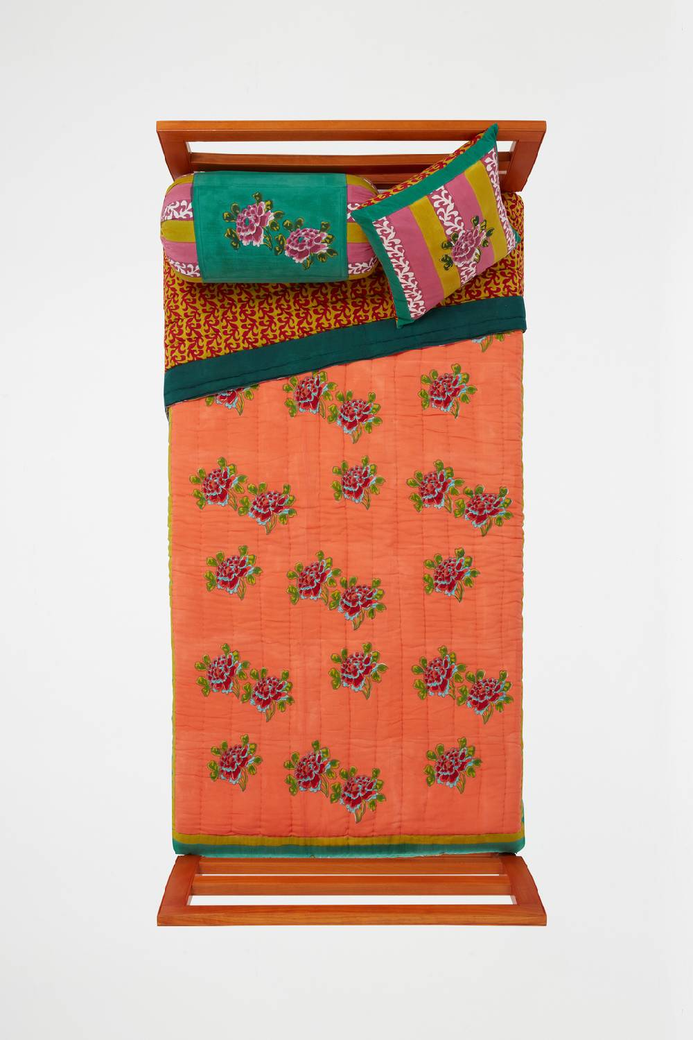 Lisa Corti Trapunta Reversibile 180x270cm Ortensia Peach Emerald