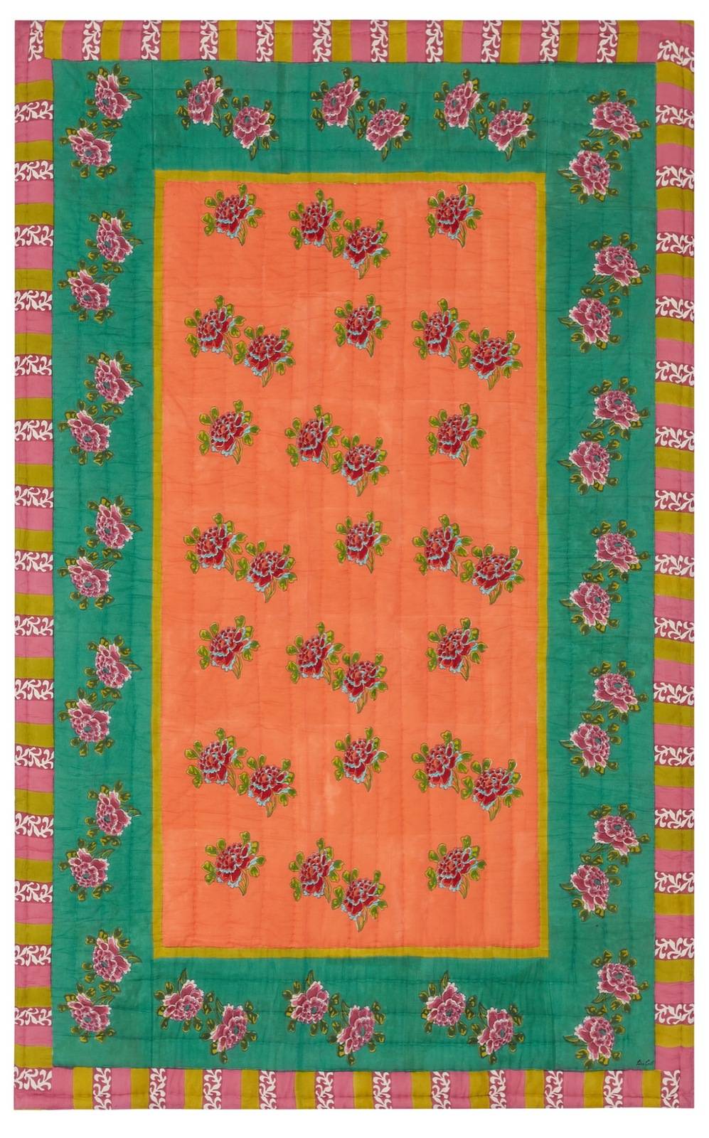 Lisa Corti trapunta reversibile 180x270cm ortensia peach emerald