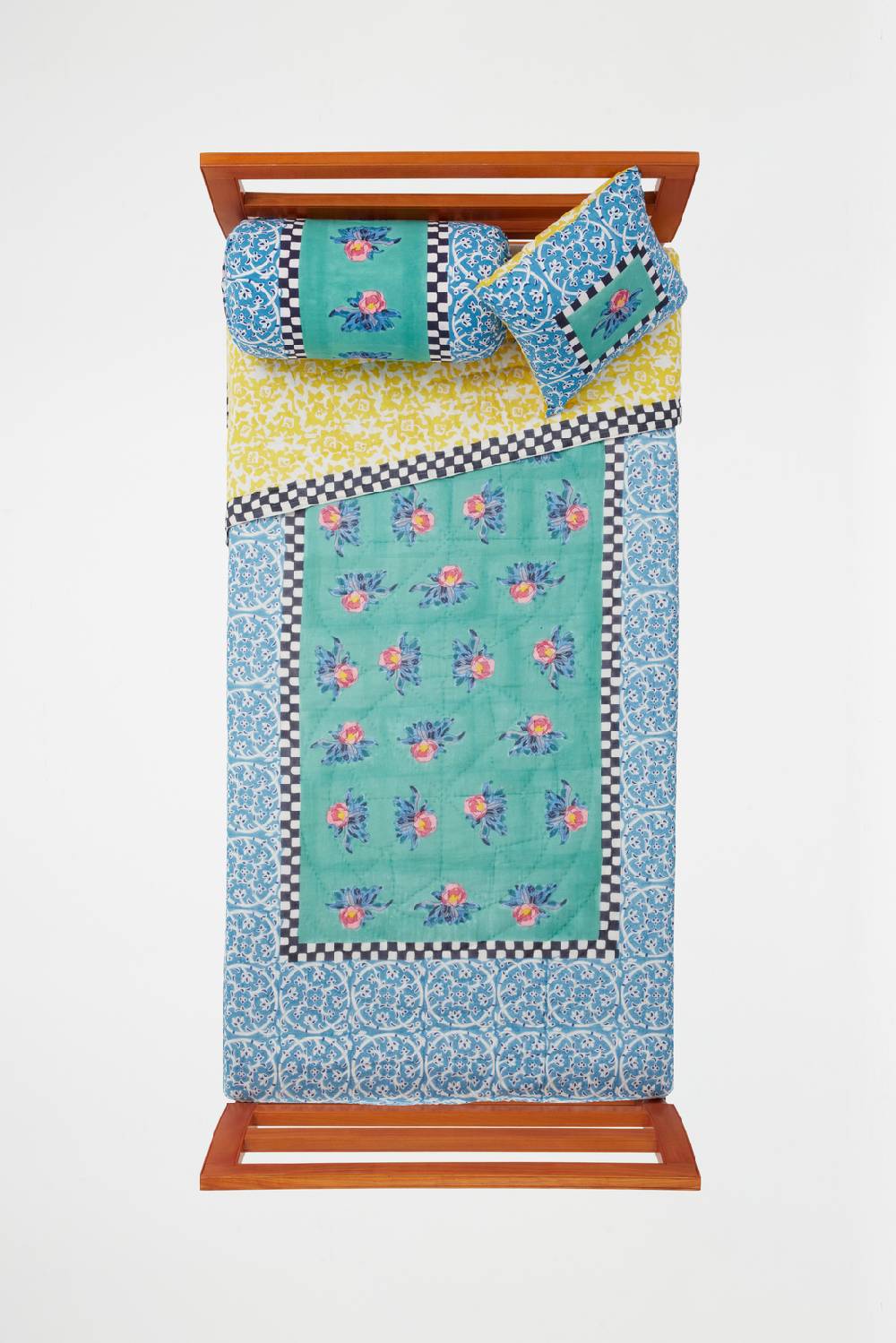 Lisa Corti Trapunta Reversibile 180x270cm Tiles Green