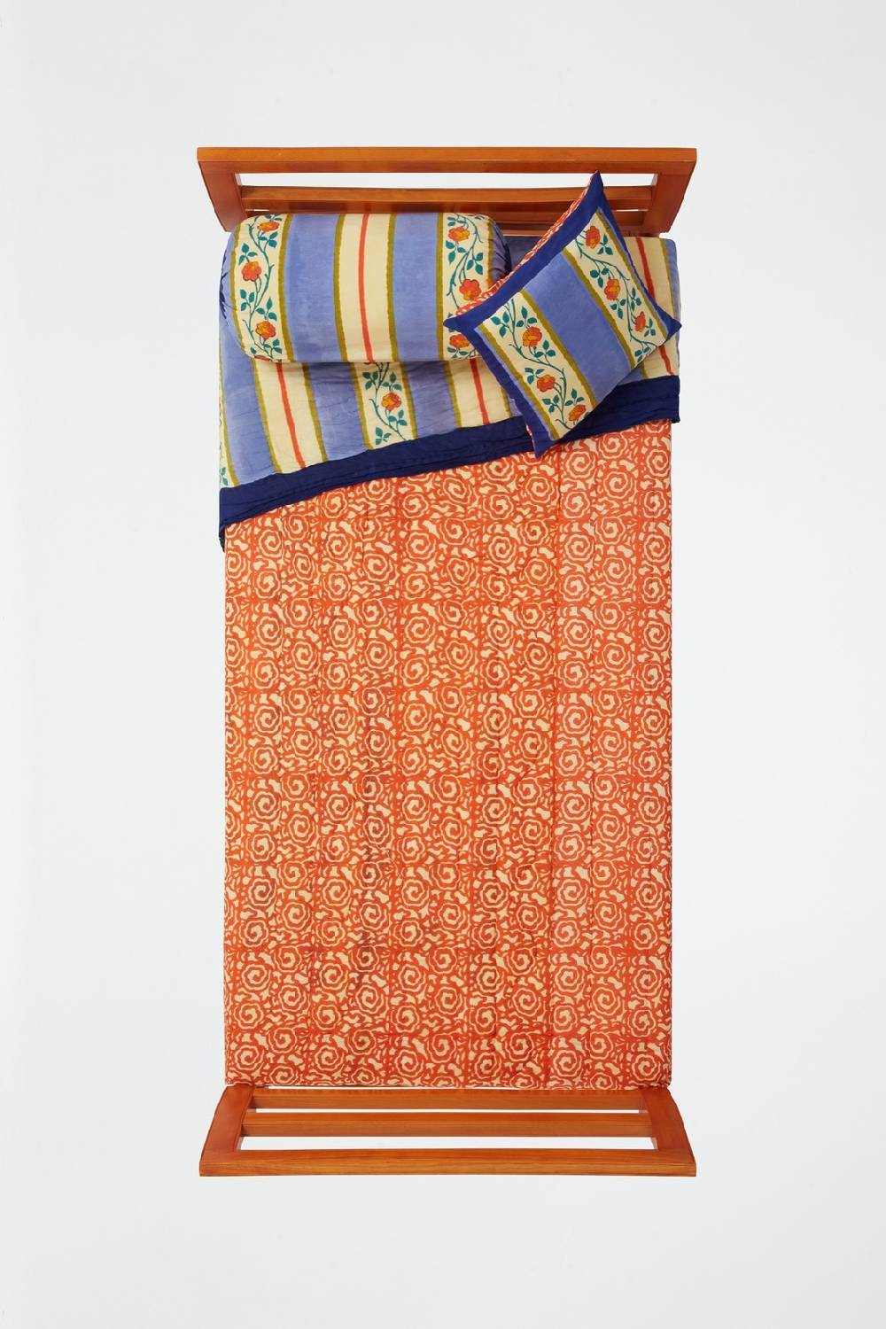 Lisa Corti Trapunta Reversibile 180x270cm Varanasi Stripes Pervinch