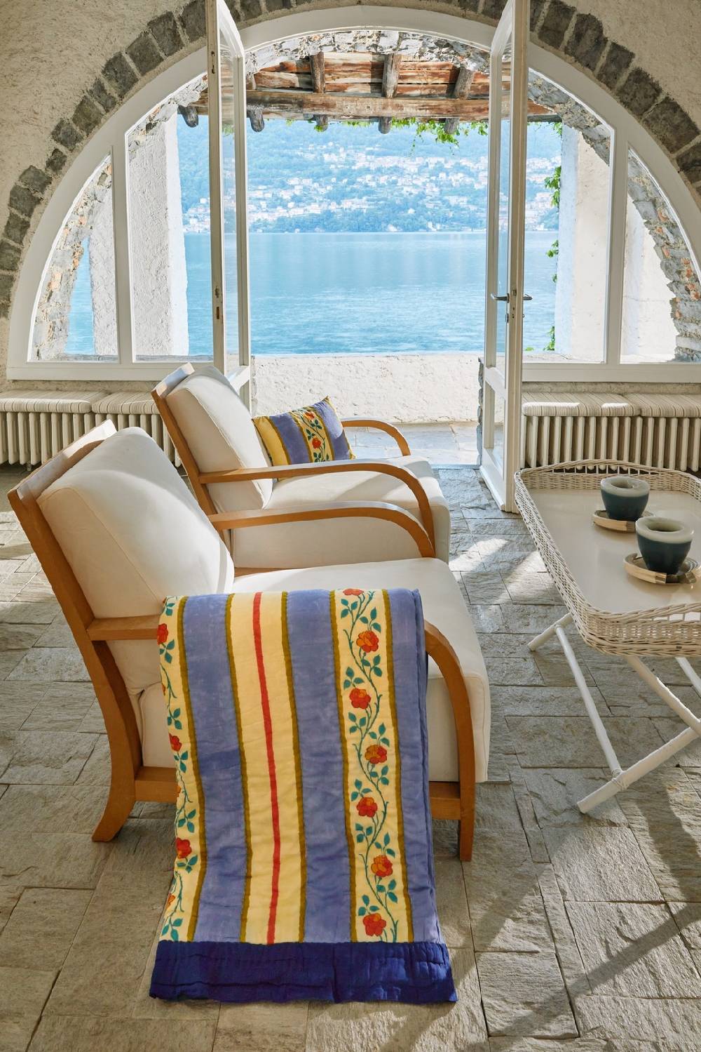 Lisa Corti Trapunta Reversibile 180x270cm Varanasi Stripes Pervinch