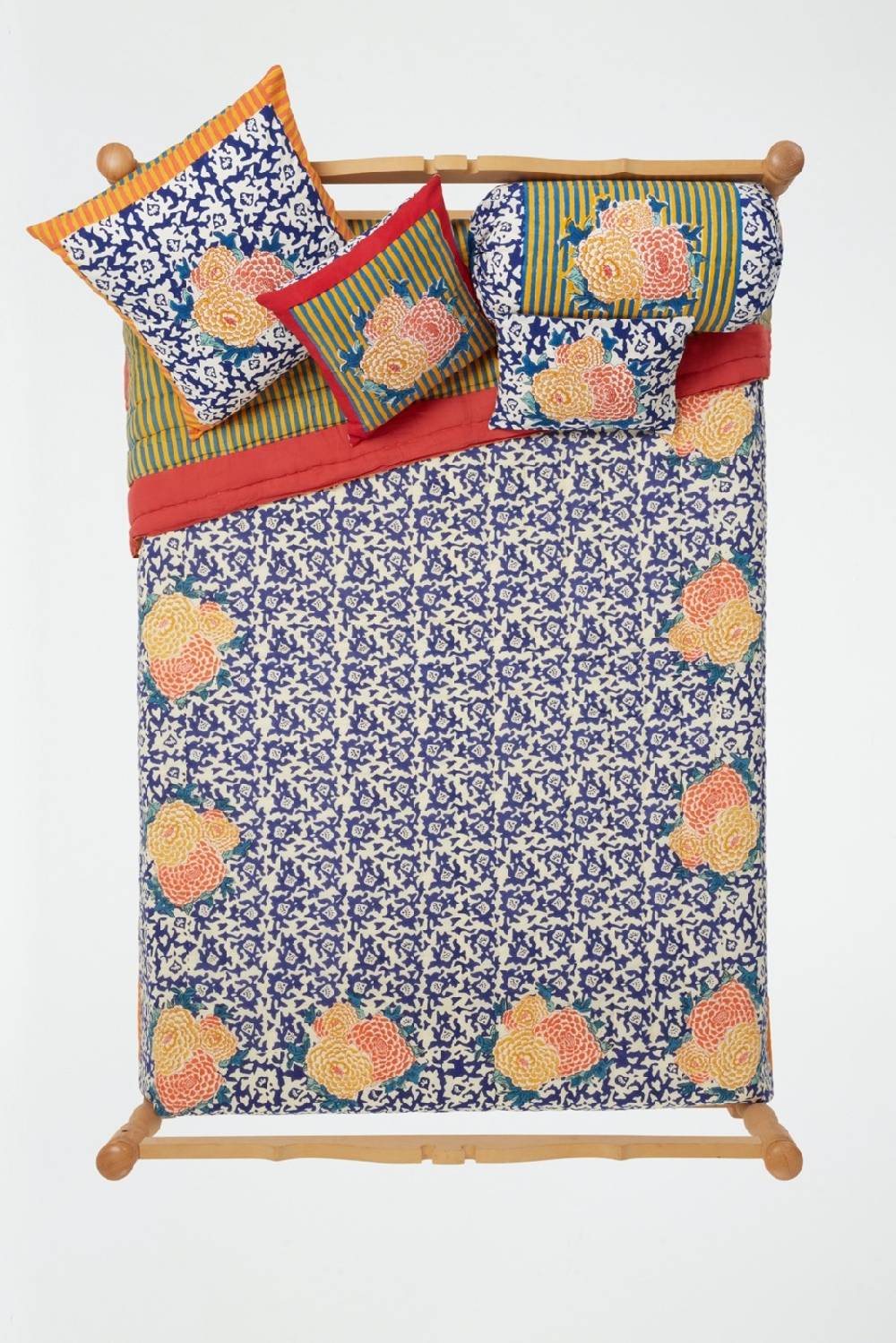 Lisa Corti Trapunta Reversibile 220x270cm Arabesque Corolla Blue Natural