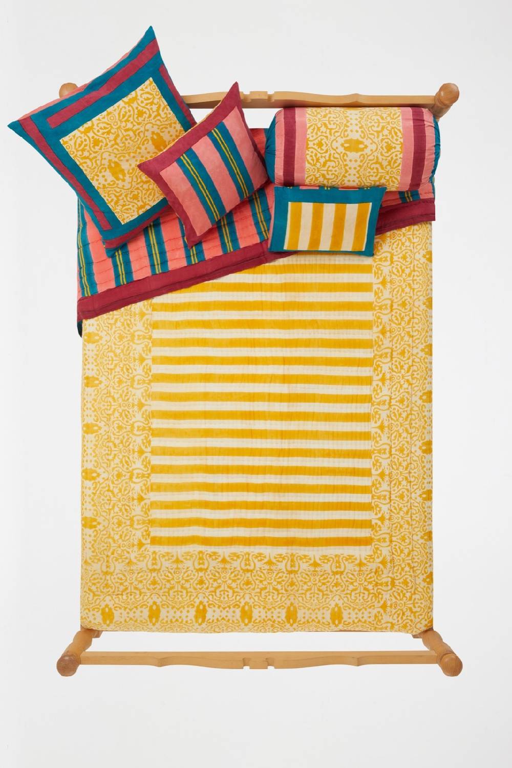 Lisa Corti Trapunta Reversibile 220x270cm Damask Design Gold