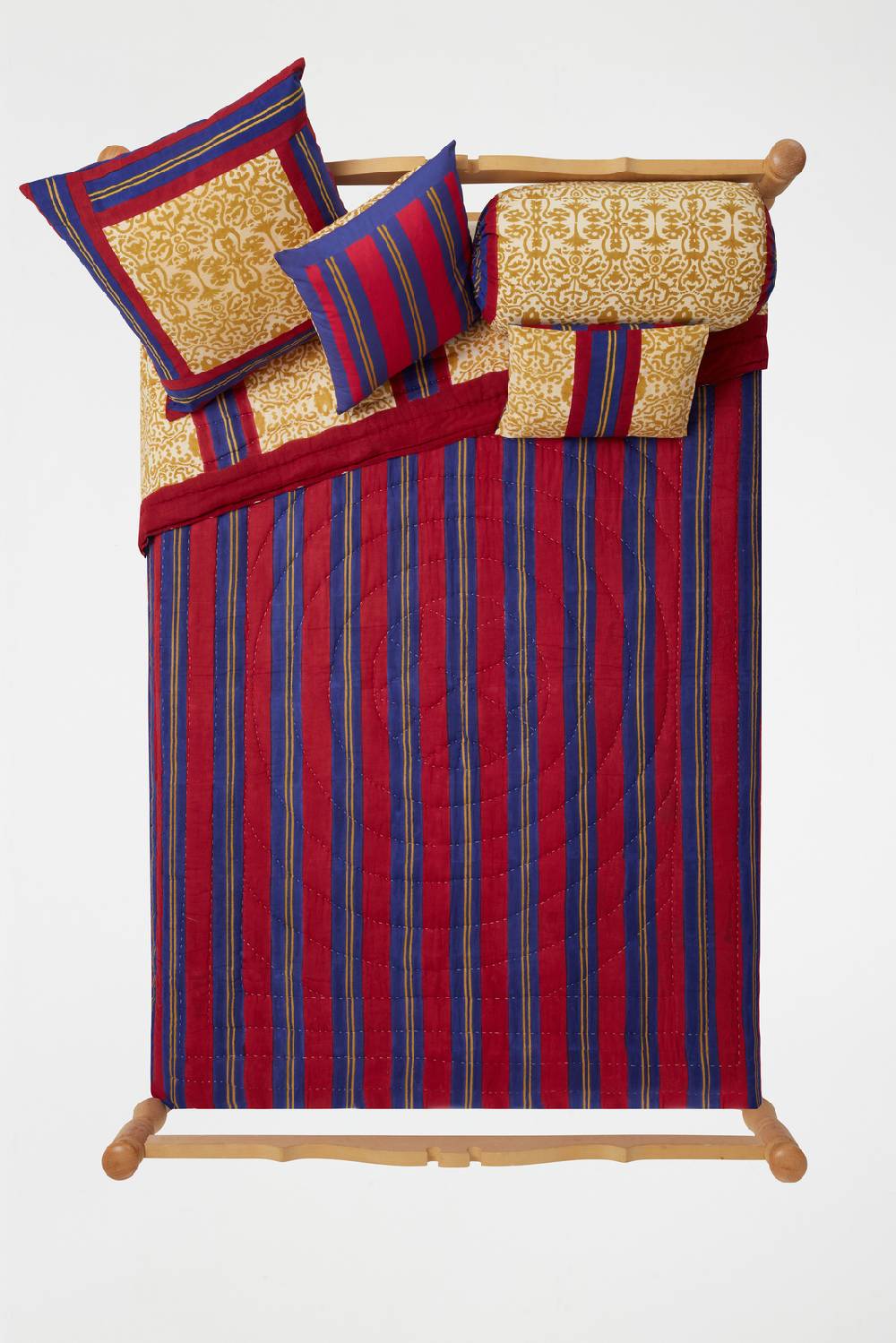 Lisa Corti Trapunta Reversibile 220x270cm Damask Stripes Chutney