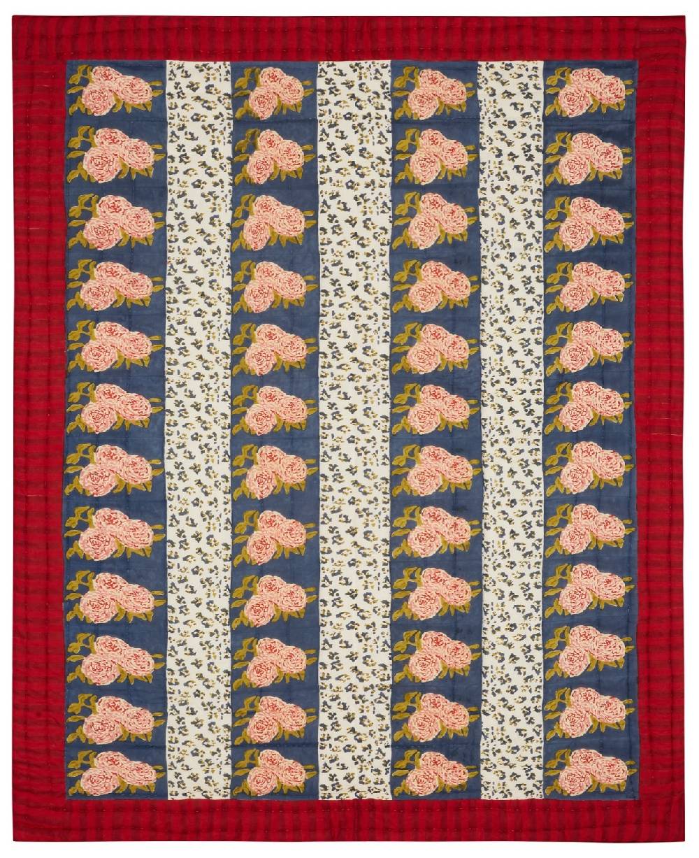 Lisa Corti Trapunta Reversibile 220x270cm Leopard Stripes Dark Blue