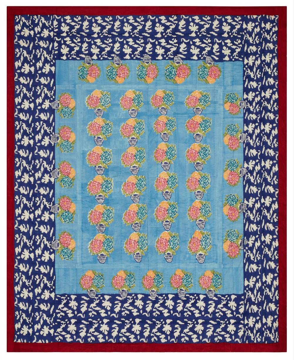 Lisa Corti trapunta reversibile 220x270cm lisa corti x la minervetta blue pot sky