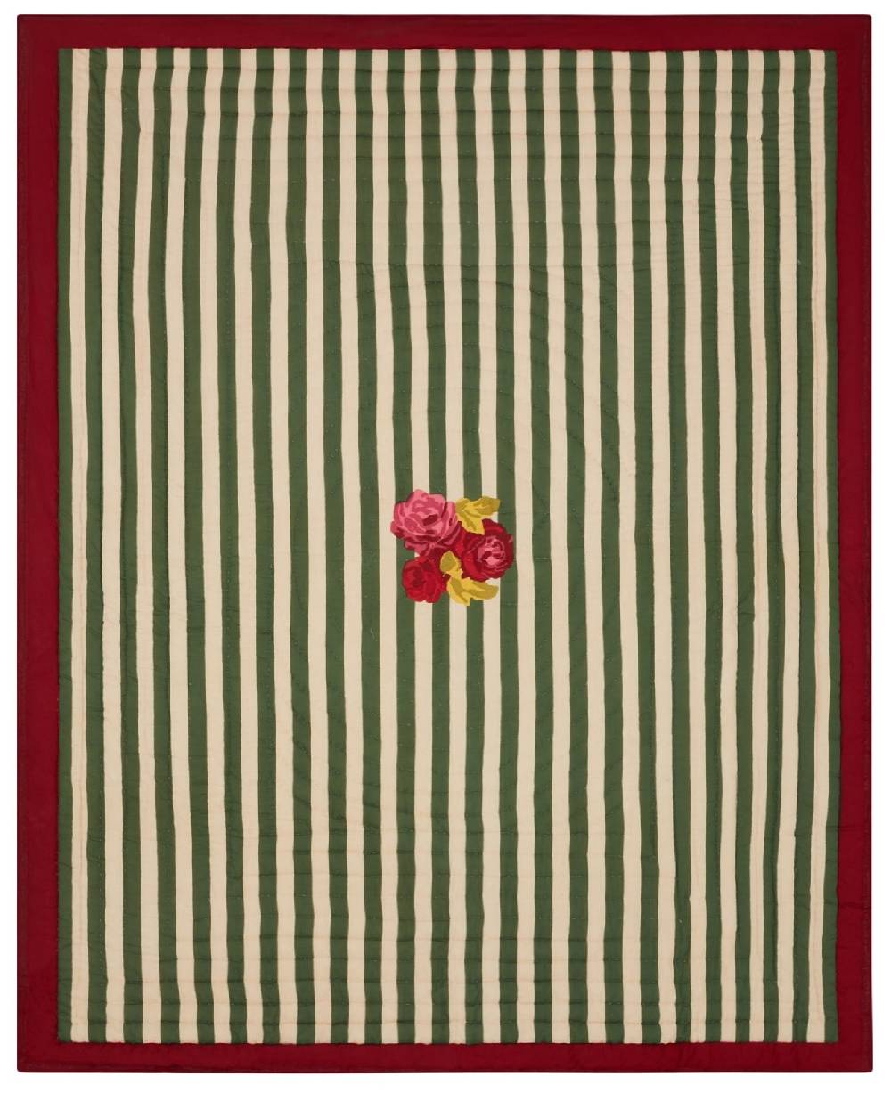 Lisa Corti trapunta reversibile 220x270cm nizam stripes green natural