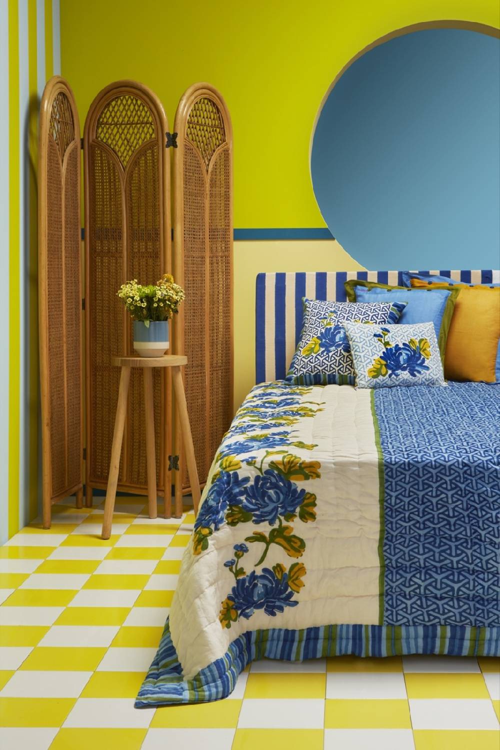 Lisa Corti Trapunta Reversibile 220x270cm Vienna Blue Cream