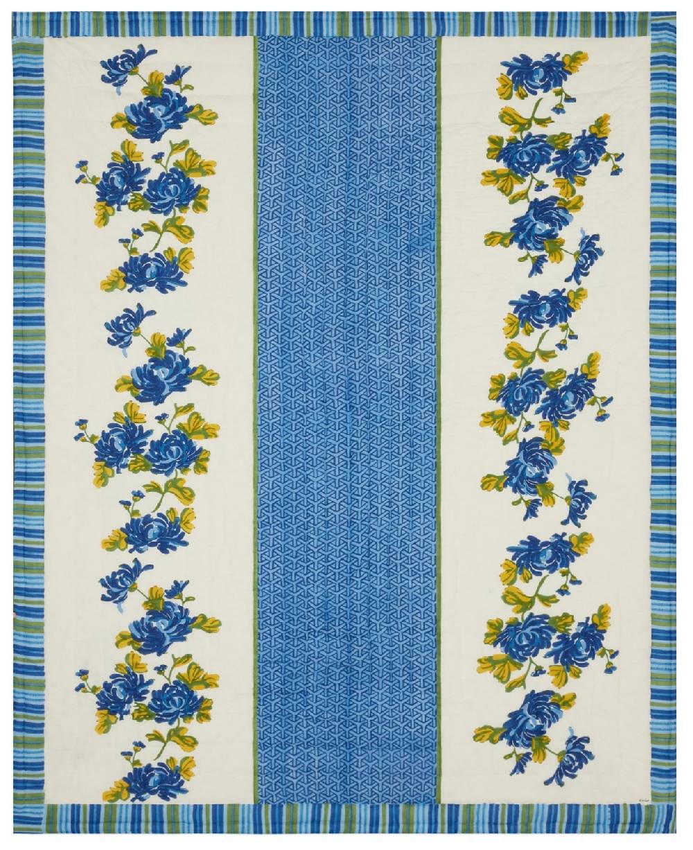 Lisa Corti trapunta reversibile 220x270cm vienna blue cream