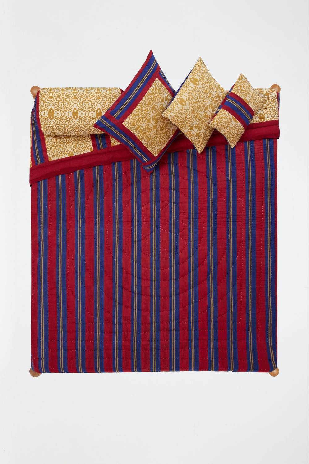 Lisa Corti Trapunta Reversibile 250x270cm Damask Stripes Chutney