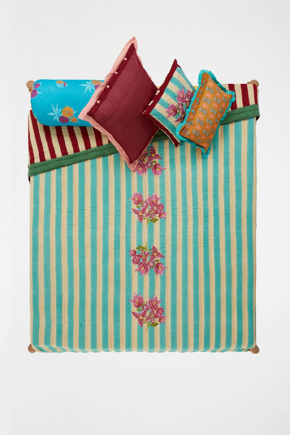 Lisa Corti Trapunta Reversibile 250x270cm Issimo X Lisa Corti Bouganville Stripes White Veronese