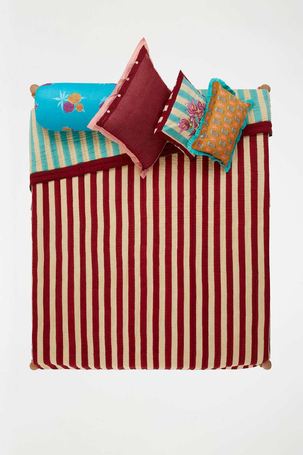 Lisa Corti Trapunta Reversibile 250x270cm Issimo X Lisa Corti Bouganville Stripes White Veronese