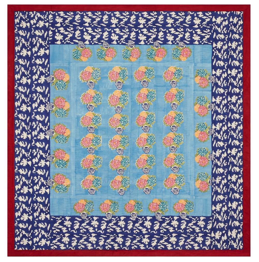 Lisa Corti trapunta reversibile 250x270cm lisa corti x la minervetta blue pot sky