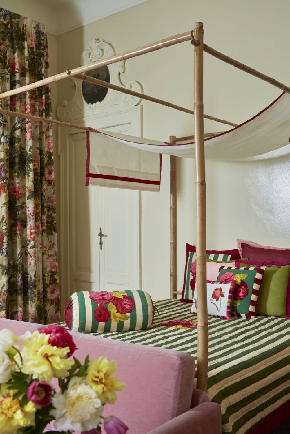 Lisa Corti Trapunta Reversibile 250x270cm Nizam Stripes Green Natural