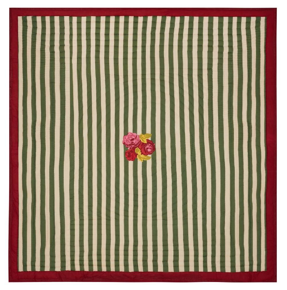 Lisa Corti trapunta reversibile 250x270cm nizam stripes green natural