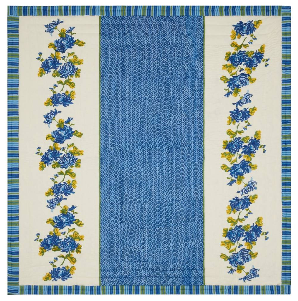 Lisa Corti Trapunta Reversibile 250x270cm Vienna Blue Cream