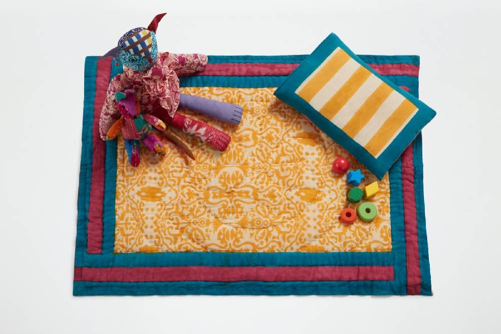 Lisa Corti Trapunta Reversibile 70x110cm Damask Design Gold