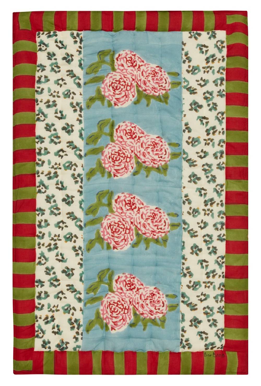 Lisa Corti trapunta reversibile 70x110cm leopard stripes sky