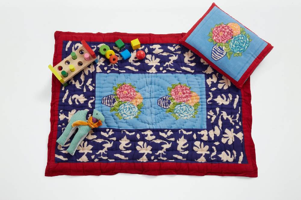 Lisa Corti Trapunta Reversibile 70x110cm Lisa Corti X La Minervetta Blue Pot Sky