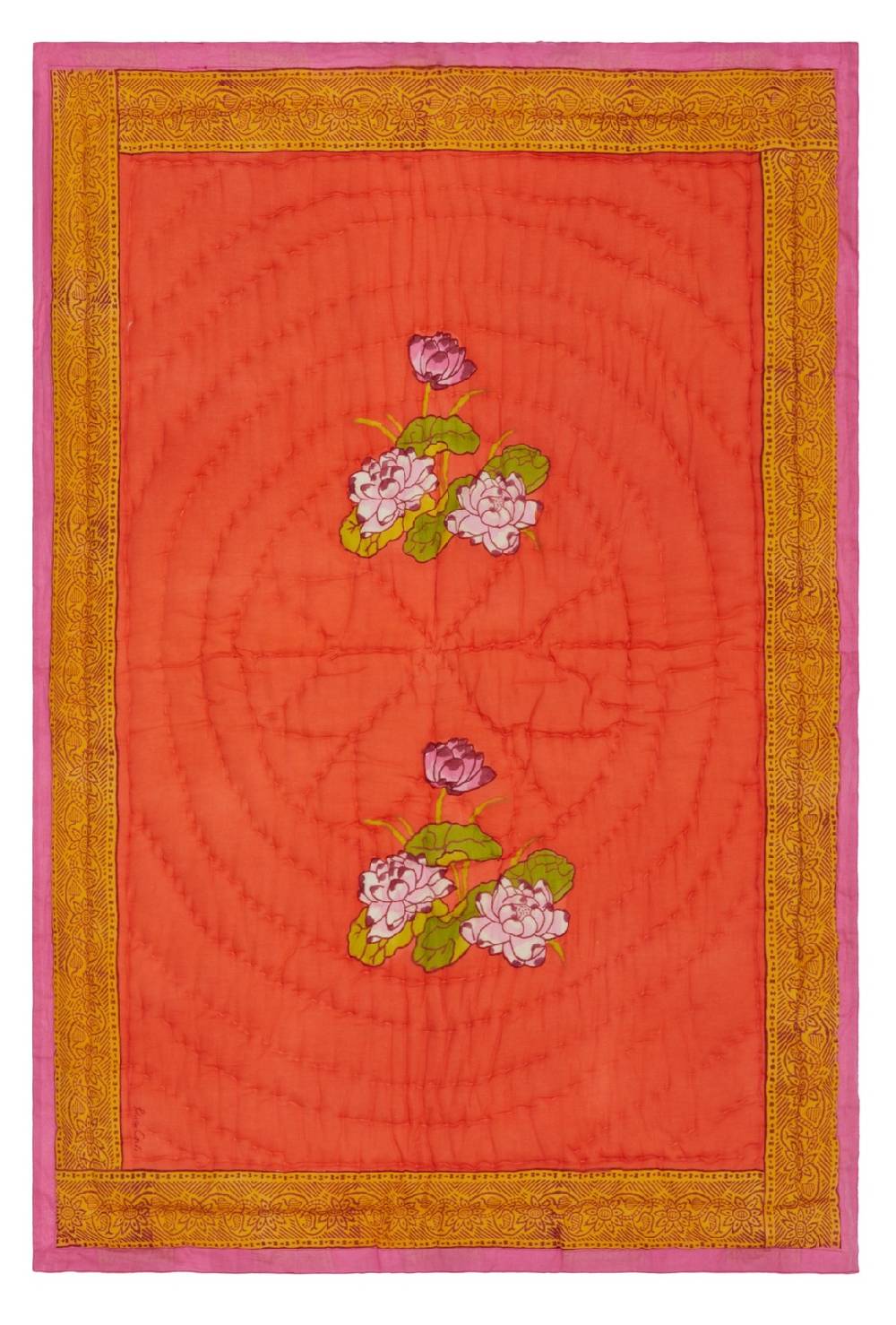 Lisa Corti trapunta reversibile 70x110cm tea flower red orange