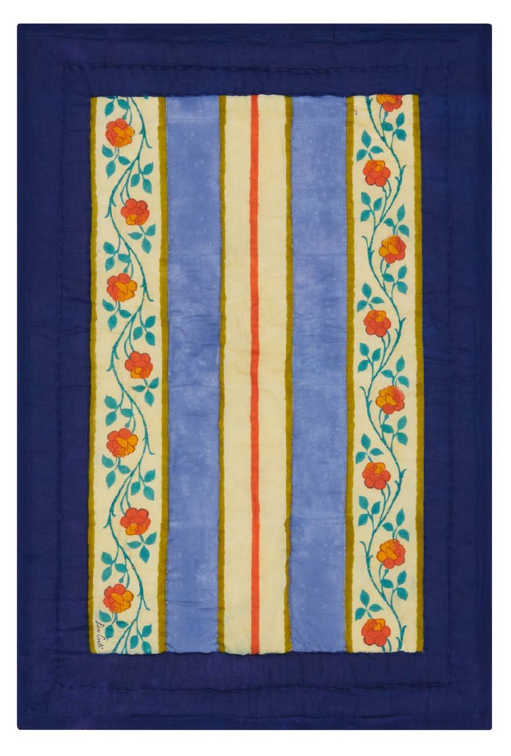 Lisa Corti Trapunta Reversibile 70x110cm Varanasi Stripes Pervinch